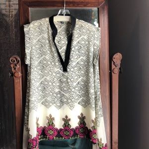 Atina Christina Cap-Sleeve Printed Tunic